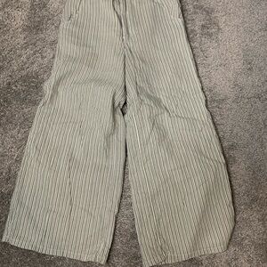 Hollister Green and White Striped High-Rise Pants wide leg women’s medium